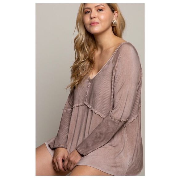 LONG sleeve top with rib textured detail - Picture 6 of 10